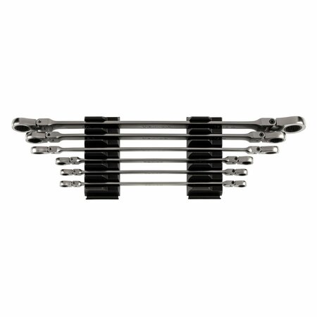 TEKTON Long Flex Head 12-Point Ratcheting Box End Wrench Set with Modular Organizer, 6-Piece, 1/4-13/16 in. WRB96300